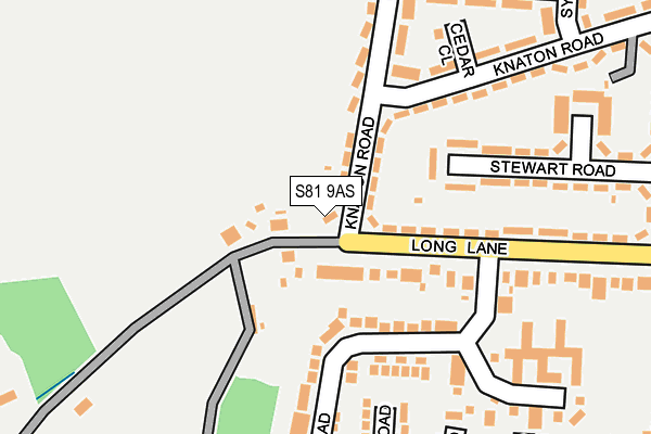 S81 9AS map - OS OpenMap – Local (Ordnance Survey)