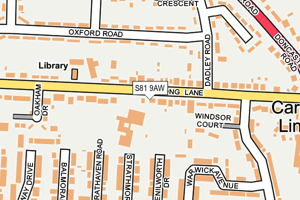 S81 9AW map - OS OpenMap – Local (Ordnance Survey)