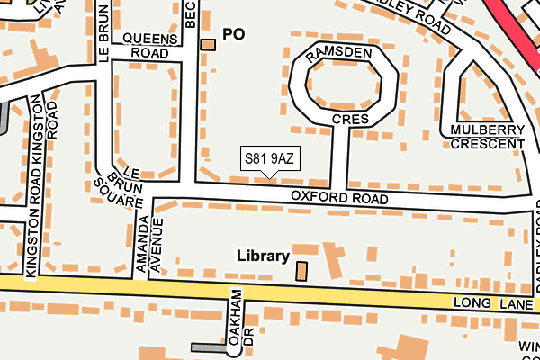 S81 9AZ map - OS OpenMap – Local (Ordnance Survey)