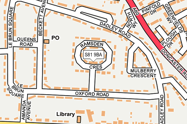 S81 9BA map - OS OpenMap – Local (Ordnance Survey)