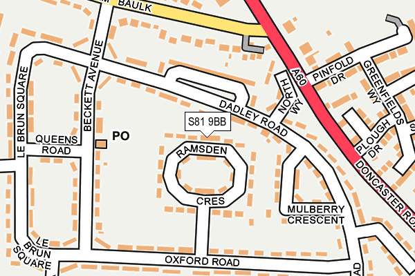 S81 9BB map - OS OpenMap – Local (Ordnance Survey)