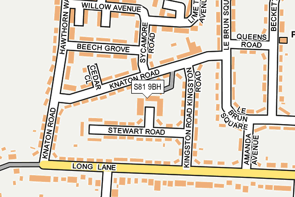 S81 9BH map - OS OpenMap – Local (Ordnance Survey)