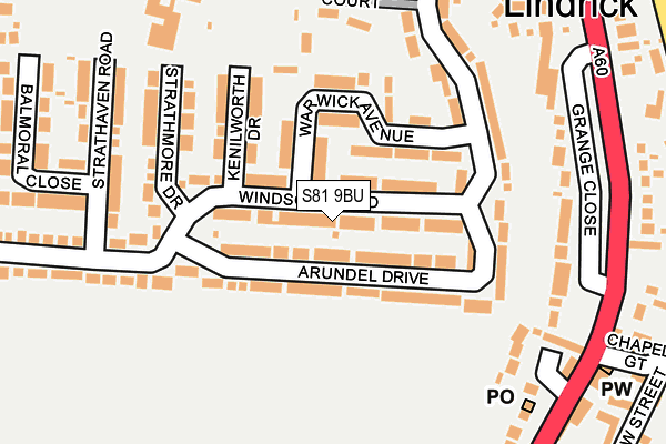 S81 9BU map - OS OpenMap – Local (Ordnance Survey)