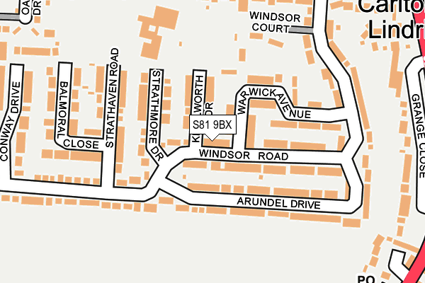 S81 9BX map - OS OpenMap – Local (Ordnance Survey)