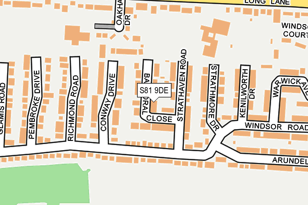 S81 9DE map - OS OpenMap – Local (Ordnance Survey)