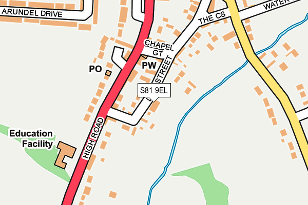 S81 9EL map - OS OpenMap – Local (Ordnance Survey)