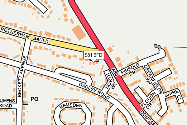 S81 9FD map - OS OpenMap – Local (Ordnance Survey)