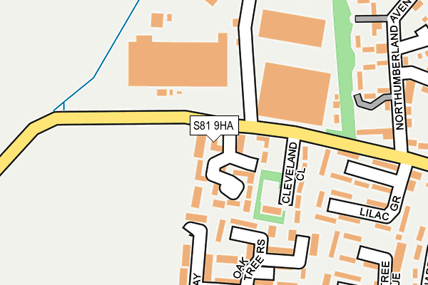 S81 9HA map - OS OpenMap – Local (Ordnance Survey)