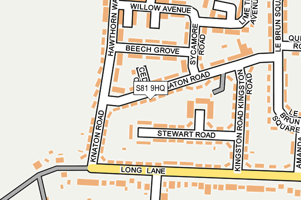 S81 9HQ map - OS OpenMap – Local (Ordnance Survey)