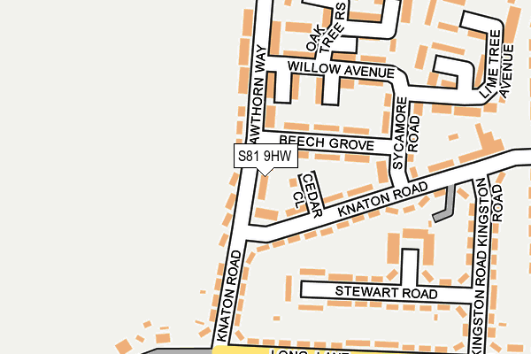 S81 9HW map - OS OpenMap – Local (Ordnance Survey)