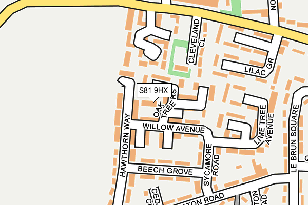 S81 9HX map - OS OpenMap – Local (Ordnance Survey)