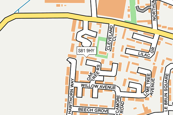 S81 9HY map - OS OpenMap – Local (Ordnance Survey)