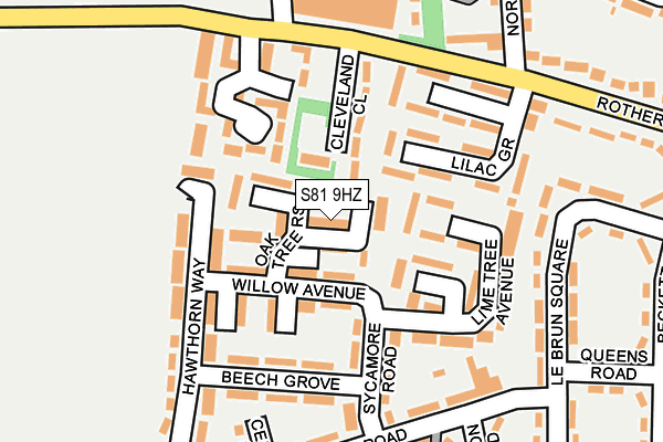 S81 9HZ map - OS OpenMap – Local (Ordnance Survey)