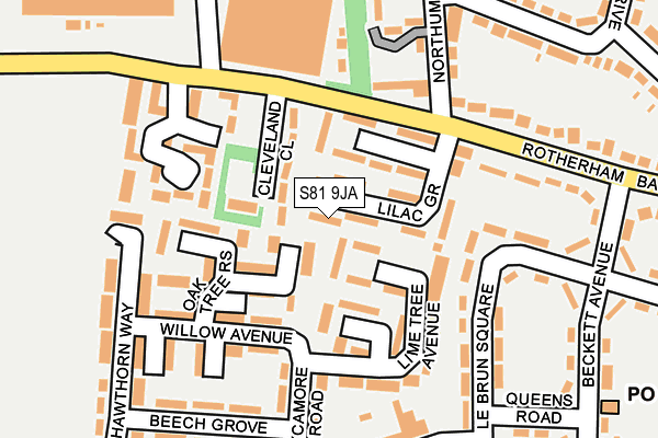 S81 9JA map - OS OpenMap – Local (Ordnance Survey)