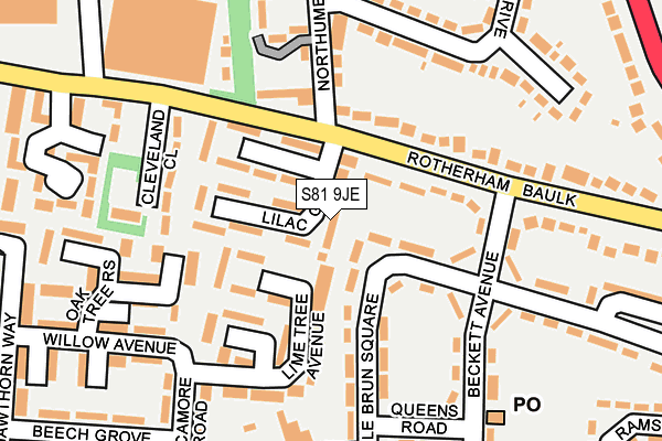 S81 9JE map - OS OpenMap – Local (Ordnance Survey)