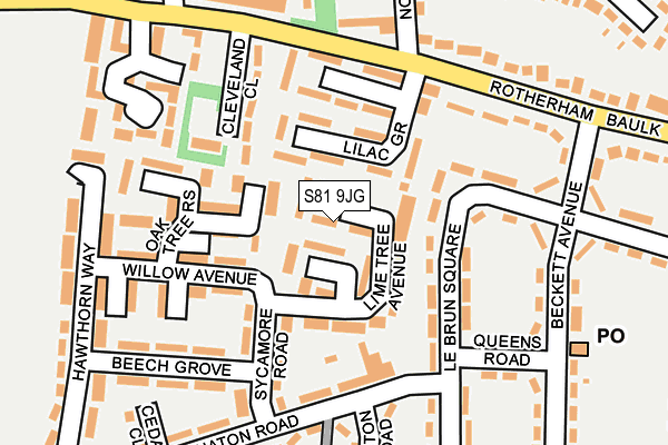S81 9JG map - OS OpenMap – Local (Ordnance Survey)