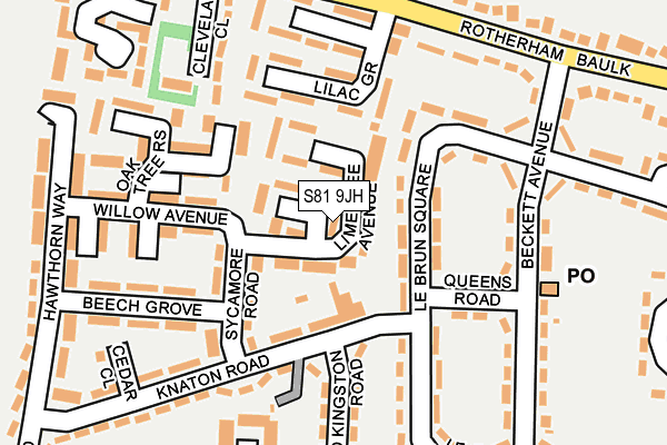 S81 9JH map - OS OpenMap – Local (Ordnance Survey)