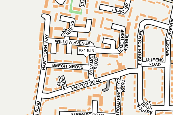 S81 9JN map - OS OpenMap – Local (Ordnance Survey)