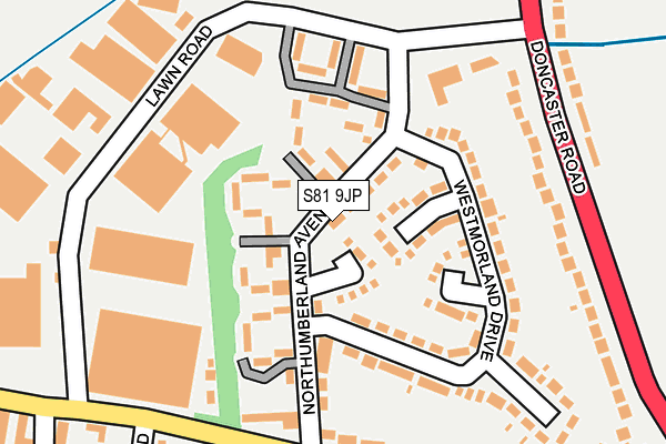 S81 9JP map - OS OpenMap – Local (Ordnance Survey)