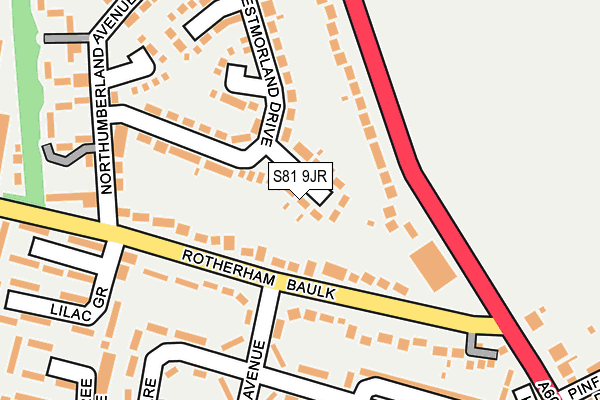 S81 9JR map - OS OpenMap – Local (Ordnance Survey)