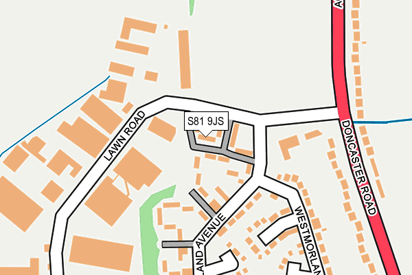S81 9JS map - OS OpenMap – Local (Ordnance Survey)