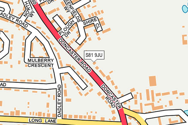 S81 9JU map - OS OpenMap – Local (Ordnance Survey)