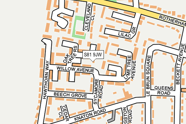 S81 9JW map - OS OpenMap – Local (Ordnance Survey)