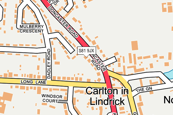 S81 9JX map - OS OpenMap – Local (Ordnance Survey)