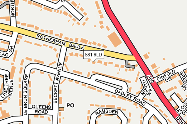S81 9LD map - OS OpenMap – Local (Ordnance Survey)