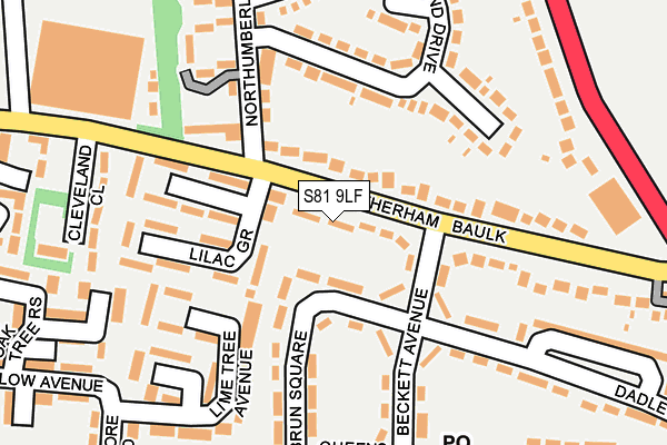 S81 9LF map - OS OpenMap – Local (Ordnance Survey)