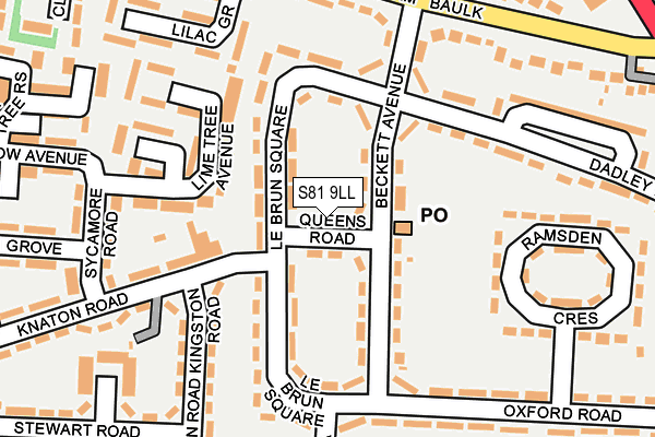 S81 9LL map - OS OpenMap – Local (Ordnance Survey)