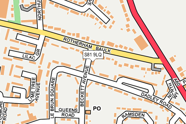 S81 9LQ map - OS OpenMap – Local (Ordnance Survey)