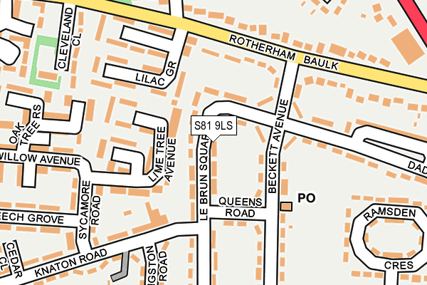 S81 9LS map - OS OpenMap – Local (Ordnance Survey)