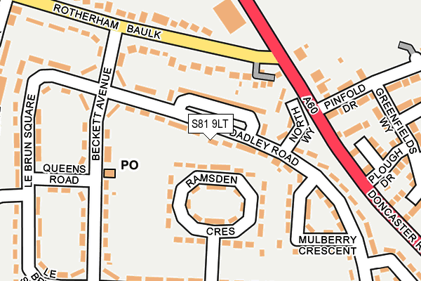 S81 9LT map - OS OpenMap – Local (Ordnance Survey)