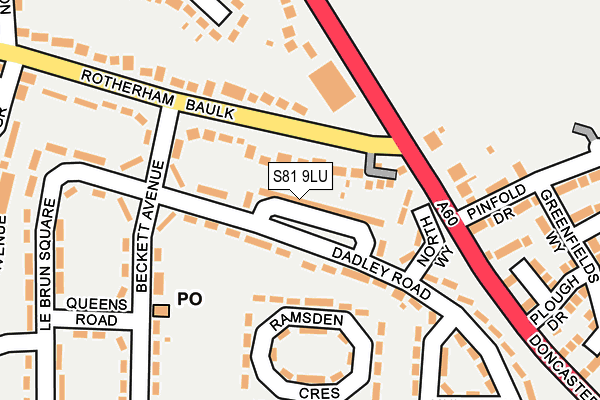 S81 9LU map - OS OpenMap – Local (Ordnance Survey)
