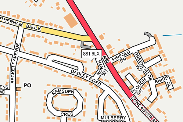 S81 9LX map - OS OpenMap – Local (Ordnance Survey)