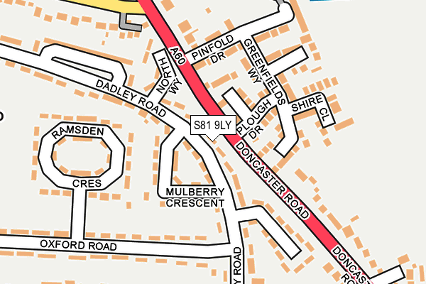 S81 9LY map - OS OpenMap – Local (Ordnance Survey)