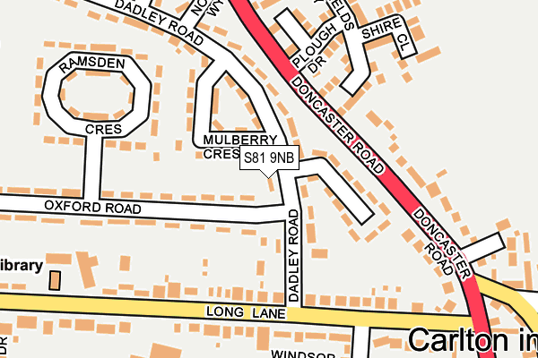 S81 9NB map - OS OpenMap – Local (Ordnance Survey)