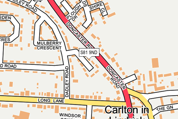 S81 9ND map - OS OpenMap – Local (Ordnance Survey)