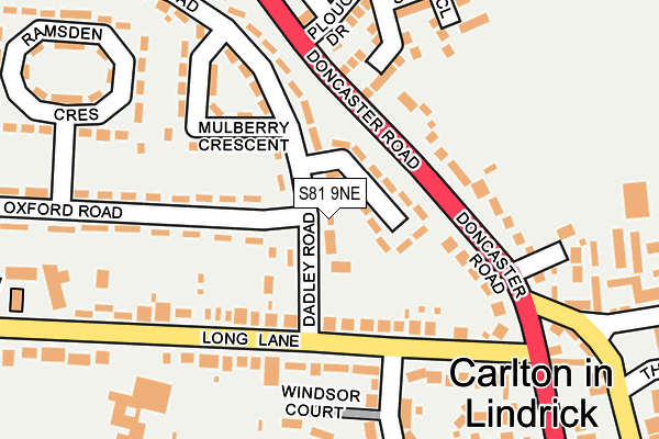 S81 9NE map - OS OpenMap – Local (Ordnance Survey)