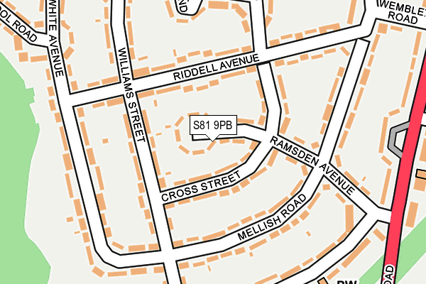 S81 9PB map - OS OpenMap – Local (Ordnance Survey)