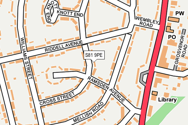 S81 9PE map - OS OpenMap – Local (Ordnance Survey)