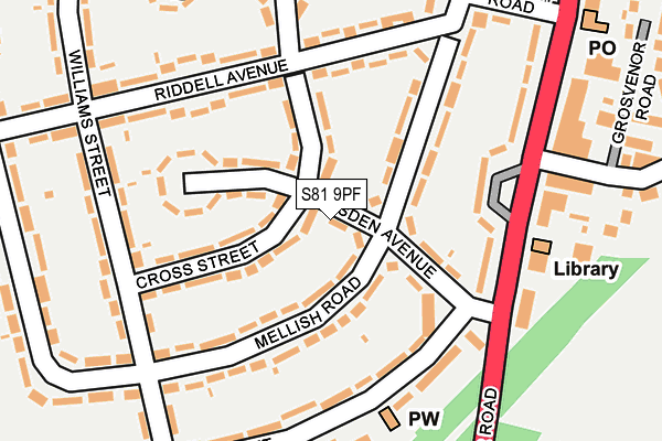 S81 9PF map - OS OpenMap – Local (Ordnance Survey)