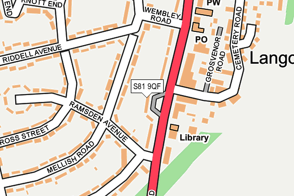 S81 9QF map - OS OpenMap – Local (Ordnance Survey)