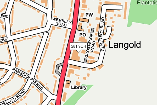S81 9QH map - OS OpenMap – Local (Ordnance Survey)