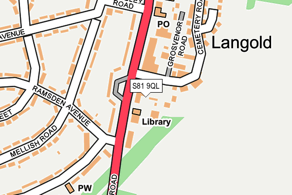 S81 9QL map - OS OpenMap – Local (Ordnance Survey)