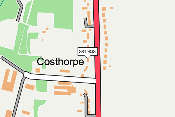 S81 9QS map - OS OpenMap – Local (Ordnance Survey)