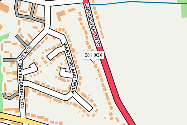 S81 9QX map - OS OpenMap – Local (Ordnance Survey)