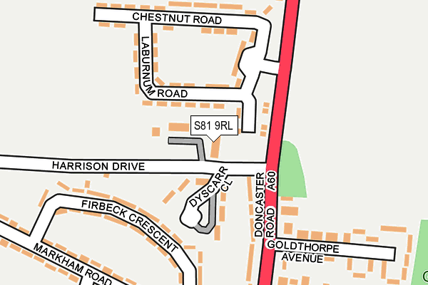 S81 9RL map - OS OpenMap – Local (Ordnance Survey)