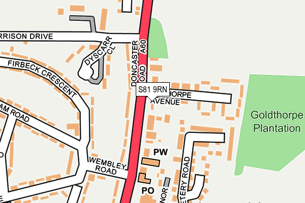 S81 9RN map - OS OpenMap – Local (Ordnance Survey)